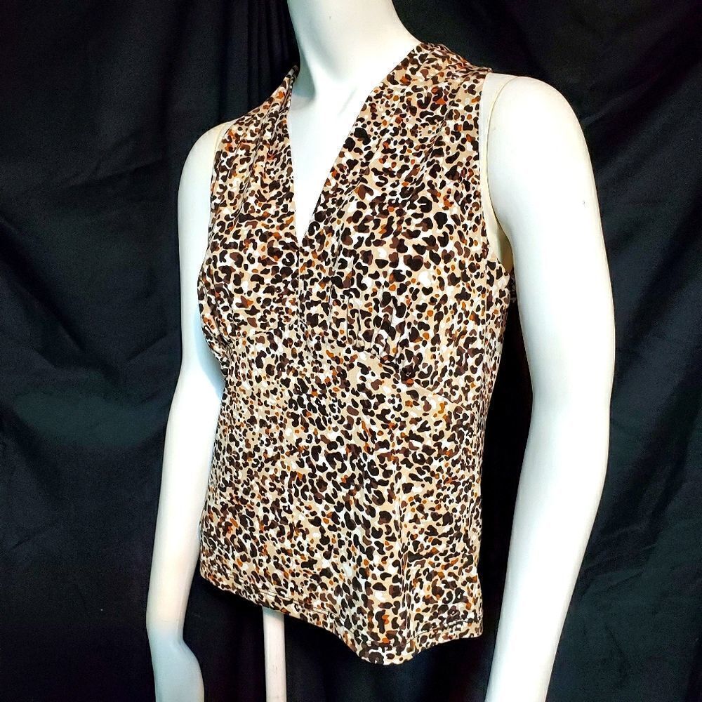 Rafaella Brown & Tan Leopard Tank Top (S)